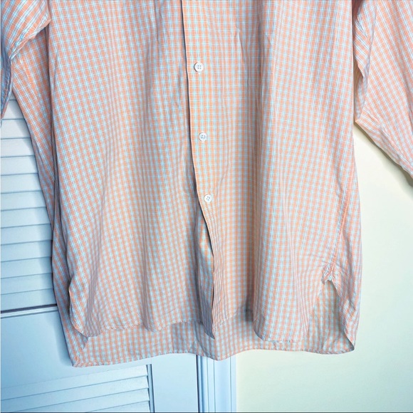 Emma Willis Orange Button Down Long Sleeve Dress Shirt, 16” Mens Check, England - Picture 7 of 10
